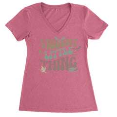Violent Little Thing Dragon Ladies V-Neck T-shirt Hot Pink