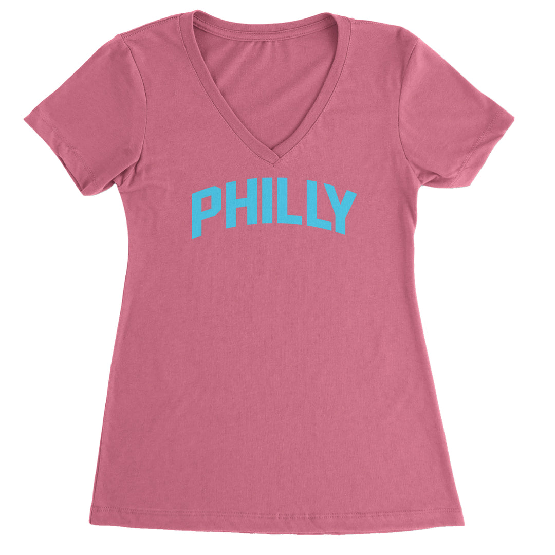 Philly Philadelphia Pride Ladies V-Neck T-shirt Hot Pink
