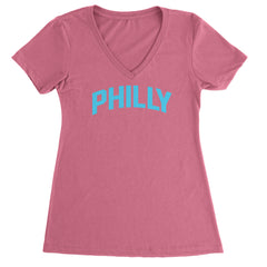 Philly Philadelphia Pride Ladies V-Neck T-shirt Hot Pink