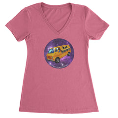 Bad Hombres Space West Chester Band Ladies V-Neck T-shirt Hot Pink