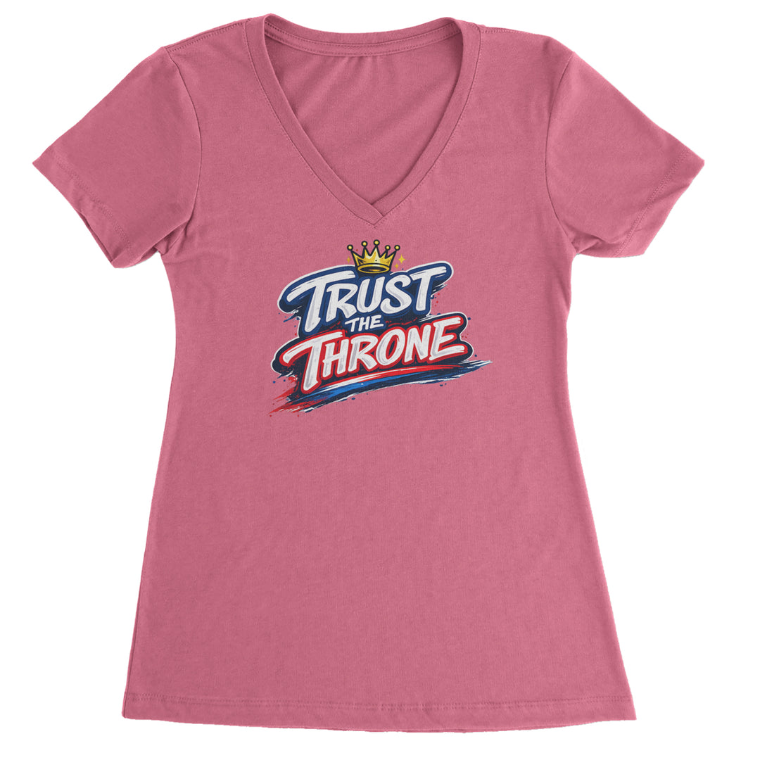 Trust The Throne Crown Philly Hoops Ladies V-Neck T-shirt Hot Pink