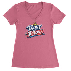 Trust The Throne Crown Philly Hoops Ladies V-Neck T-shirt Hot Pink