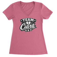 Team Ciara Scamanda Broken Heart Ladies V-Neck T-shirt Hot Pink
