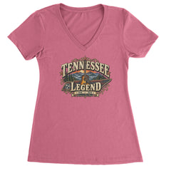 Tennessee Legend Country Music Dolly Ladies V-Neck T-shirt Hot Pink