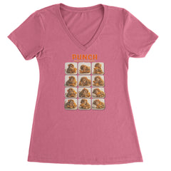 Punch Play Hard Love Harder Ladies V-Neck T-shirt Hot Pink