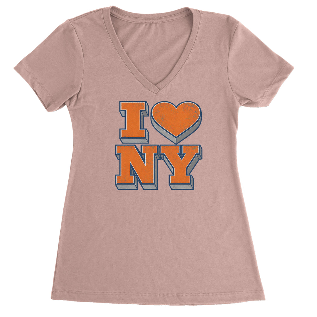 New York City Pride Heart Ladies V-Neck T-shirt Light Pink