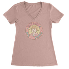 Eat Dirt And Die, Trash Golden Girls Ladies V-Neck T-shirt Light Pink