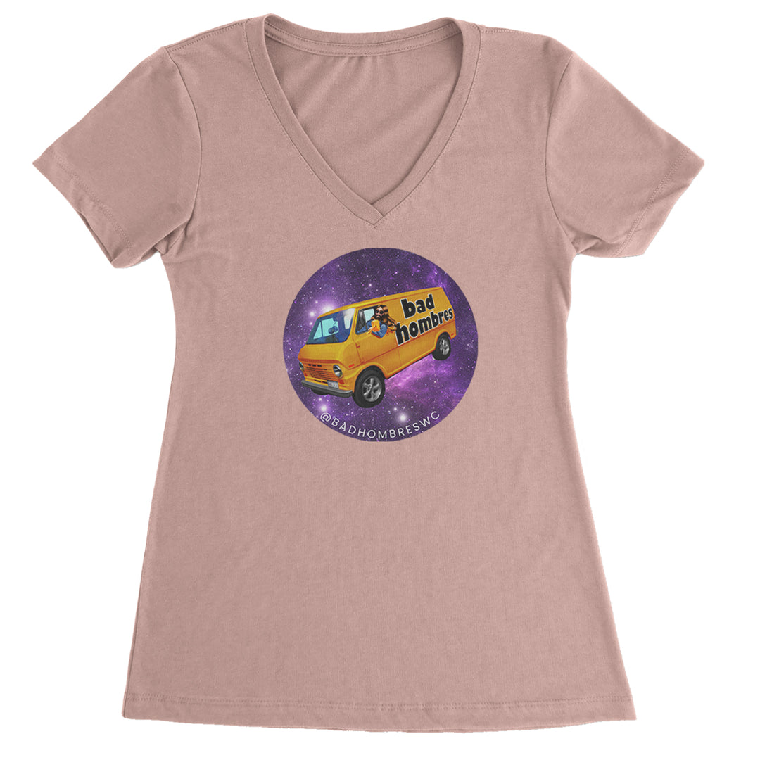 Bad Hombres Space West Chester Band Ladies V-Neck T-shirt Light Pink
