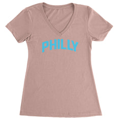 Philly Philadelphia Pride Ladies V-Neck T-shirt Light Pink