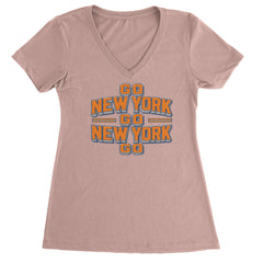 Go New York Go Basketball Ladies V-Neck T-shirt Light Pink