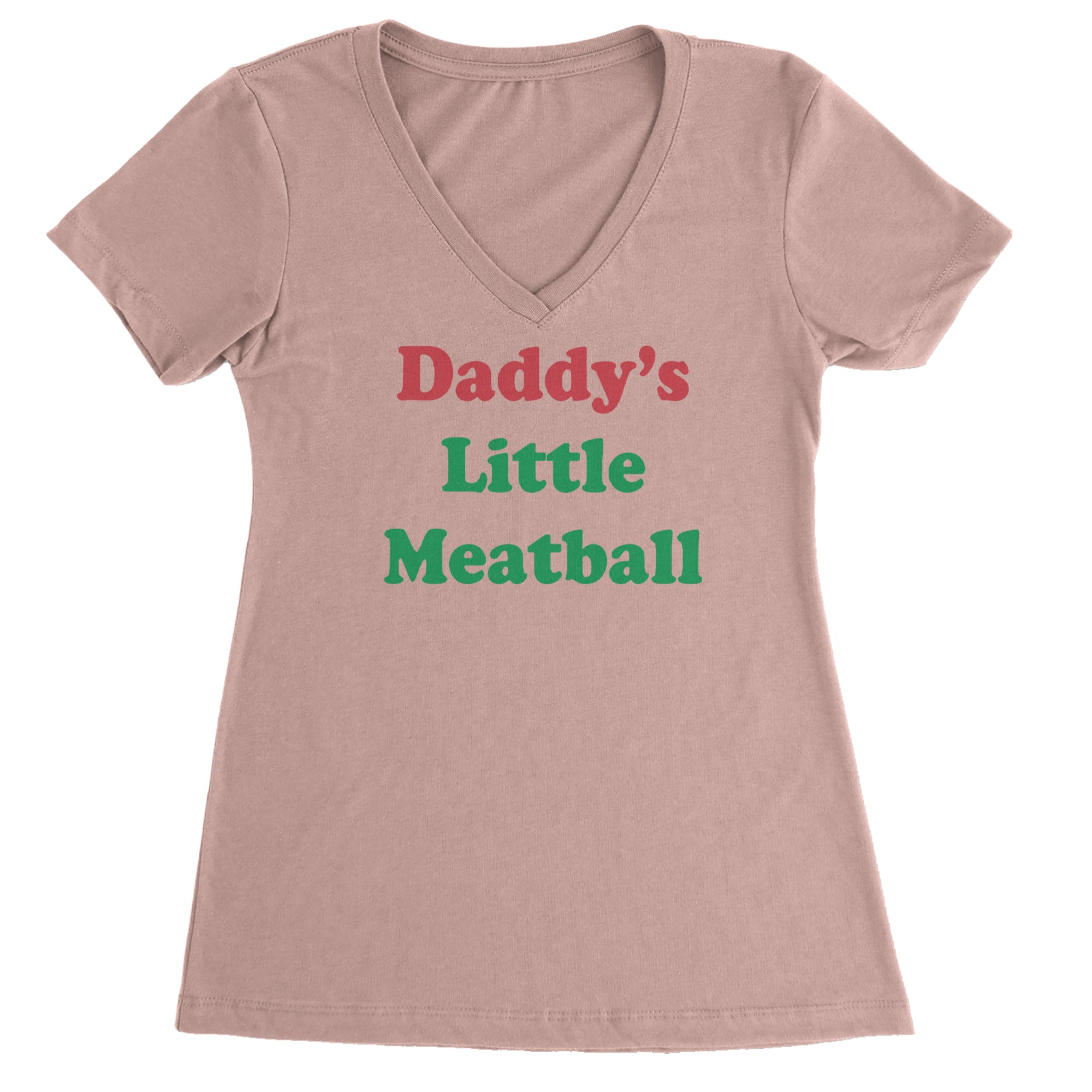 Daddy's Little Meatball Love Island Ladies V-Neck T-shirt Light Pink