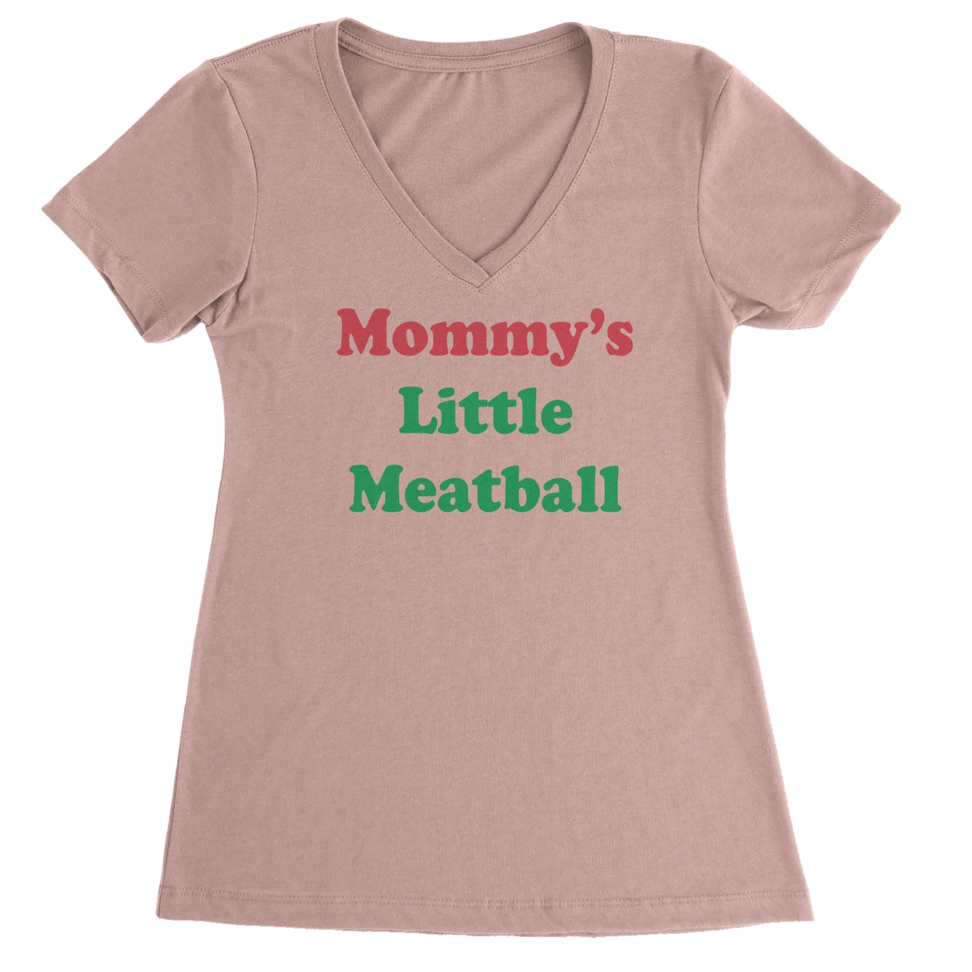 Mommy's Little Meatball Love Island Ladies V-Neck T-shirt Light Pink