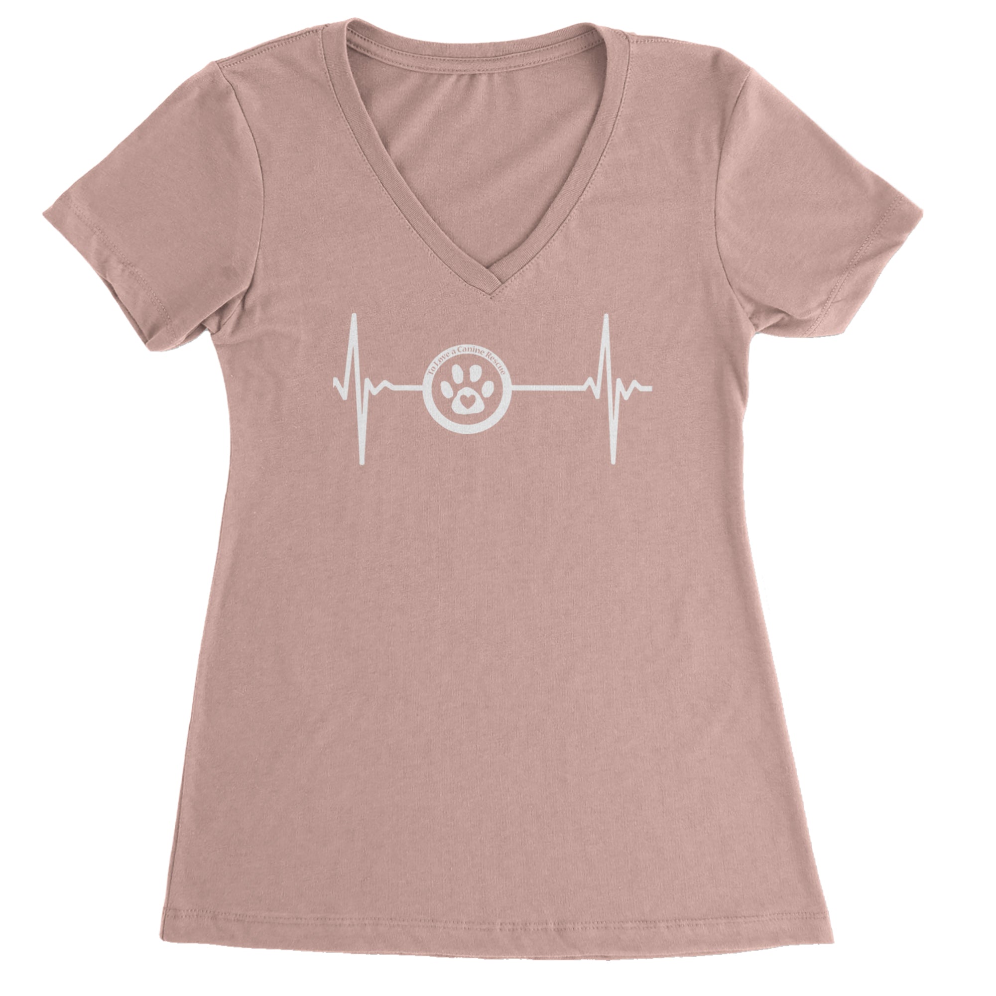TLC Rescue Heartbeat Ladies V-Neck T-shirt Light Pink