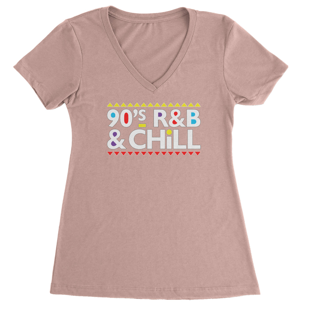 90s R&B and Chill Retro Throwback Ladies V-Neck T-shirt Light Pink