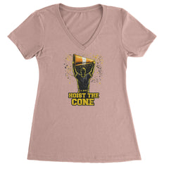Hoist The Cone Pittsburgh Pride Ladies V-Neck T-shirt Light Pink