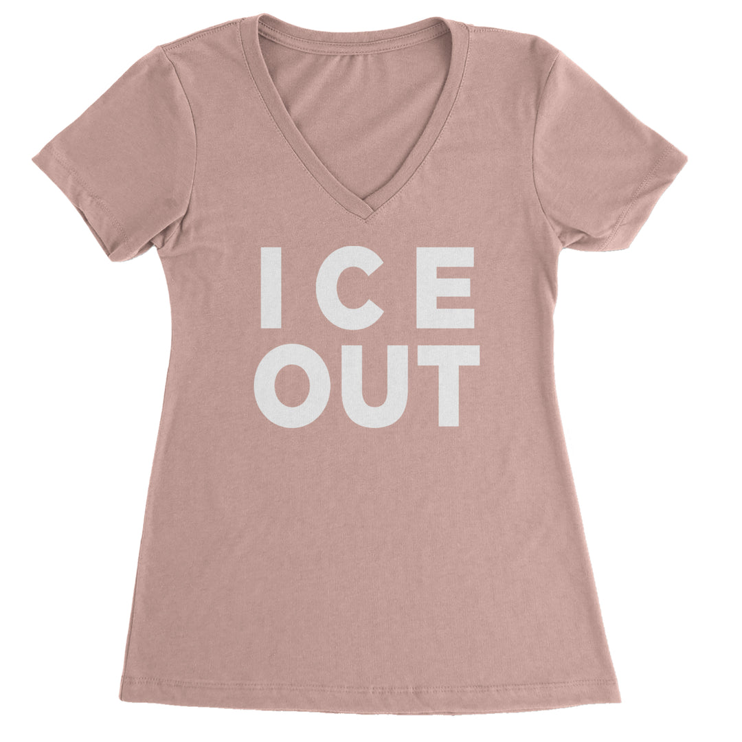 Ice Out Protest Ladies V-Neck T-shirt Light Pink