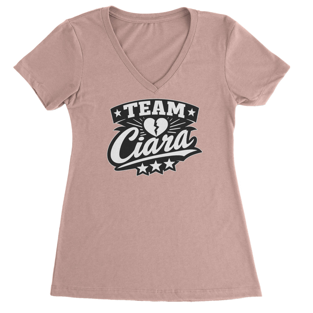 Team Ciara Scamanda Broken Heart Ladies V-Neck T-shirt Light Pink