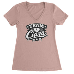 Team Ciara Scamanda Broken Heart Ladies V-Neck T-shirt Light Pink