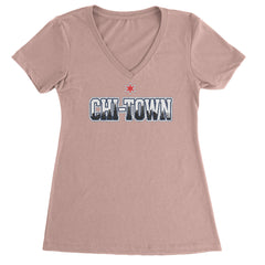 Chicago Chi-Town City Pride Ladies V-Neck T-shirt Light Pink