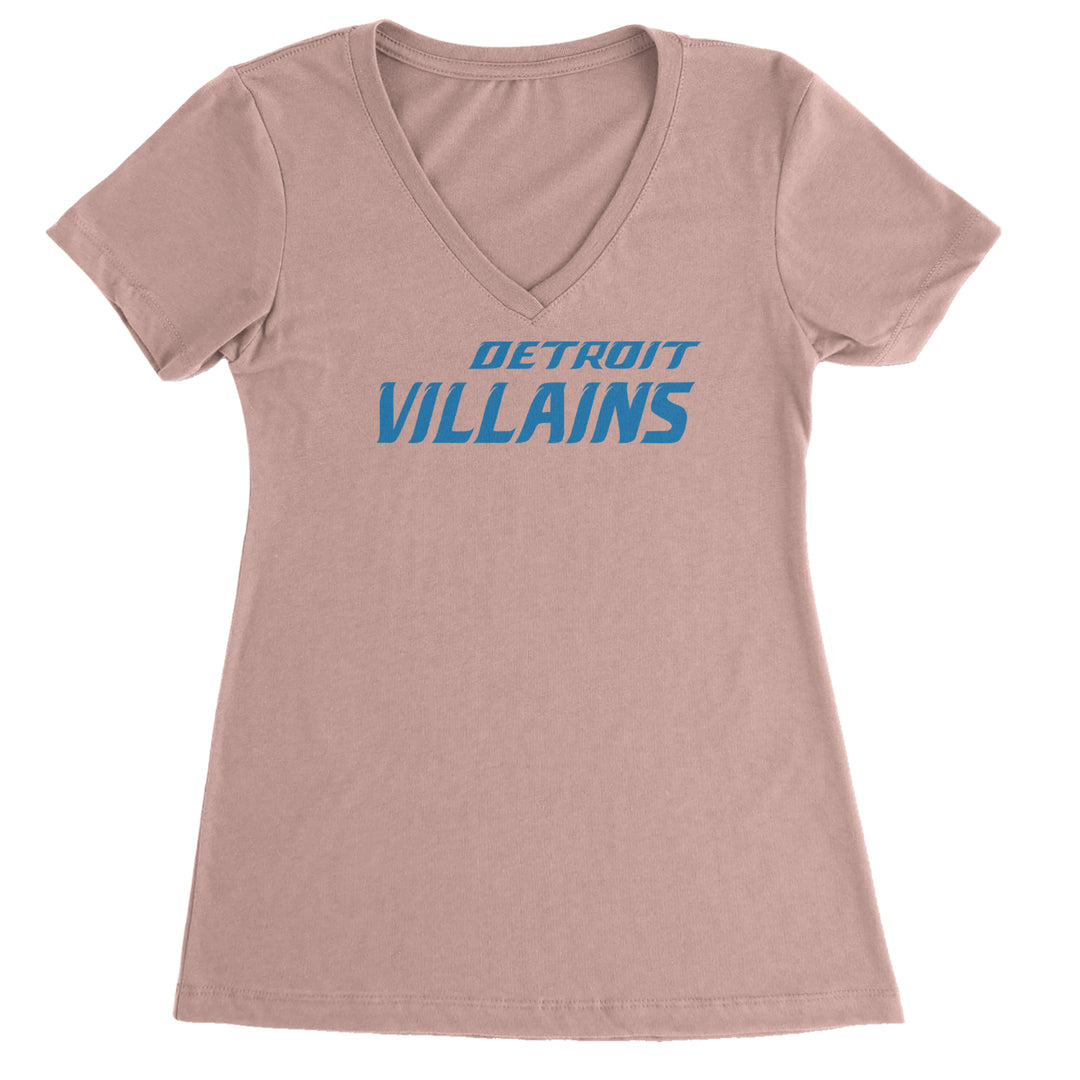 Detroit Villains Grit Football Ladies V-Neck T-shirt Light Pink