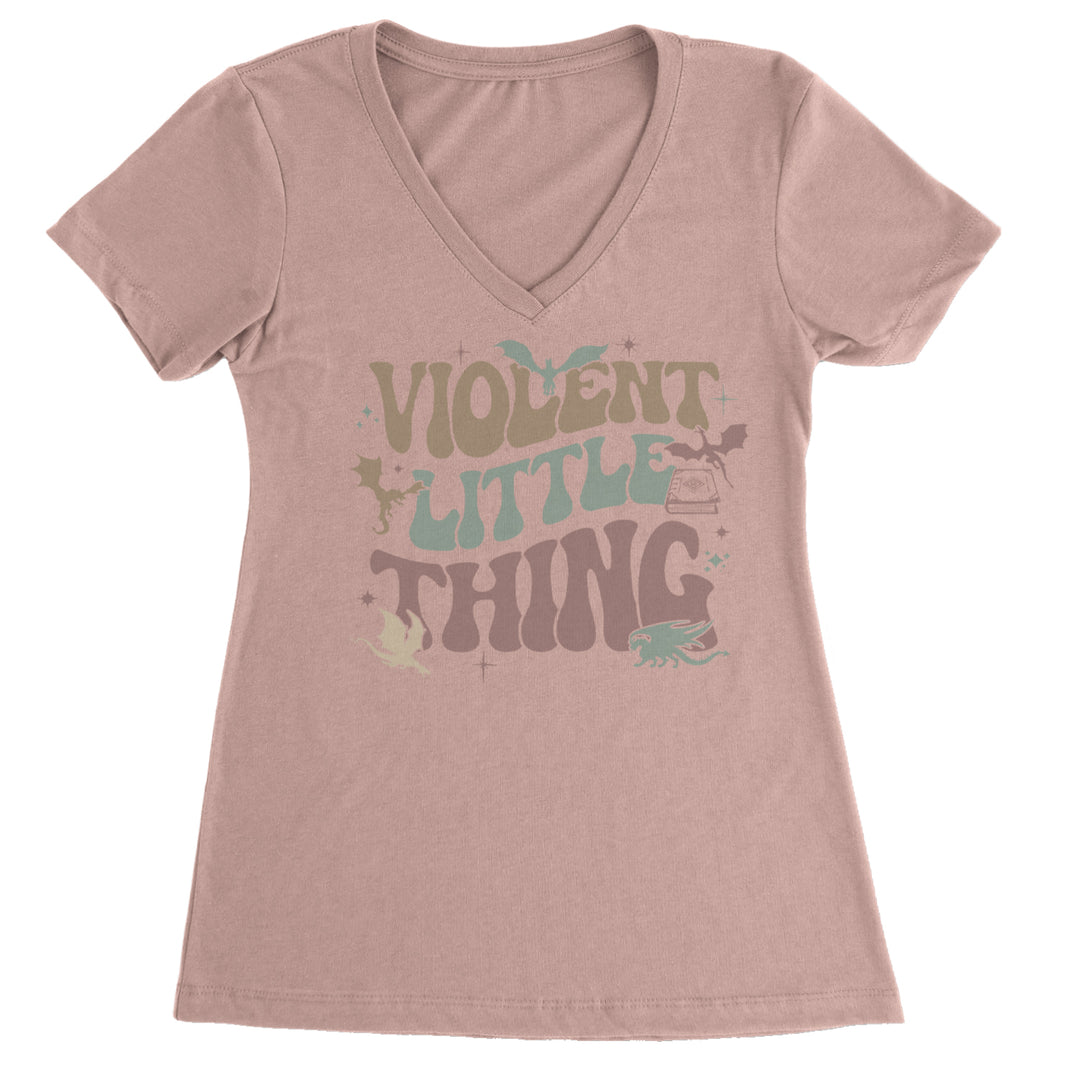 Violent Little Thing Dragon Ladies V-Neck T-shirt Light Pink