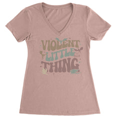 Violent Little Thing Dragon Ladies V-Neck T-shirt Light Pink