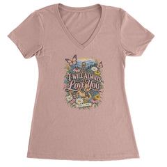 I Will Always Love You Dolly Ladies V-Neck T-shirt Light Pink