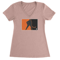Hockey Enforcer Retro Vintage Ladies V-Neck T-shirt Light Pink