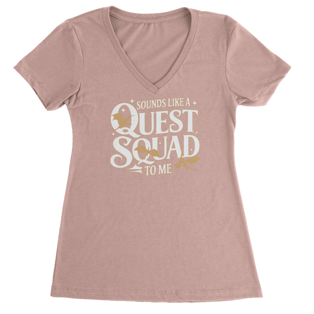 Sounds Like A Quest Squad To Me Empyrean graphic on Women's Lightweight V-Neck T-Shirt in Light Pink