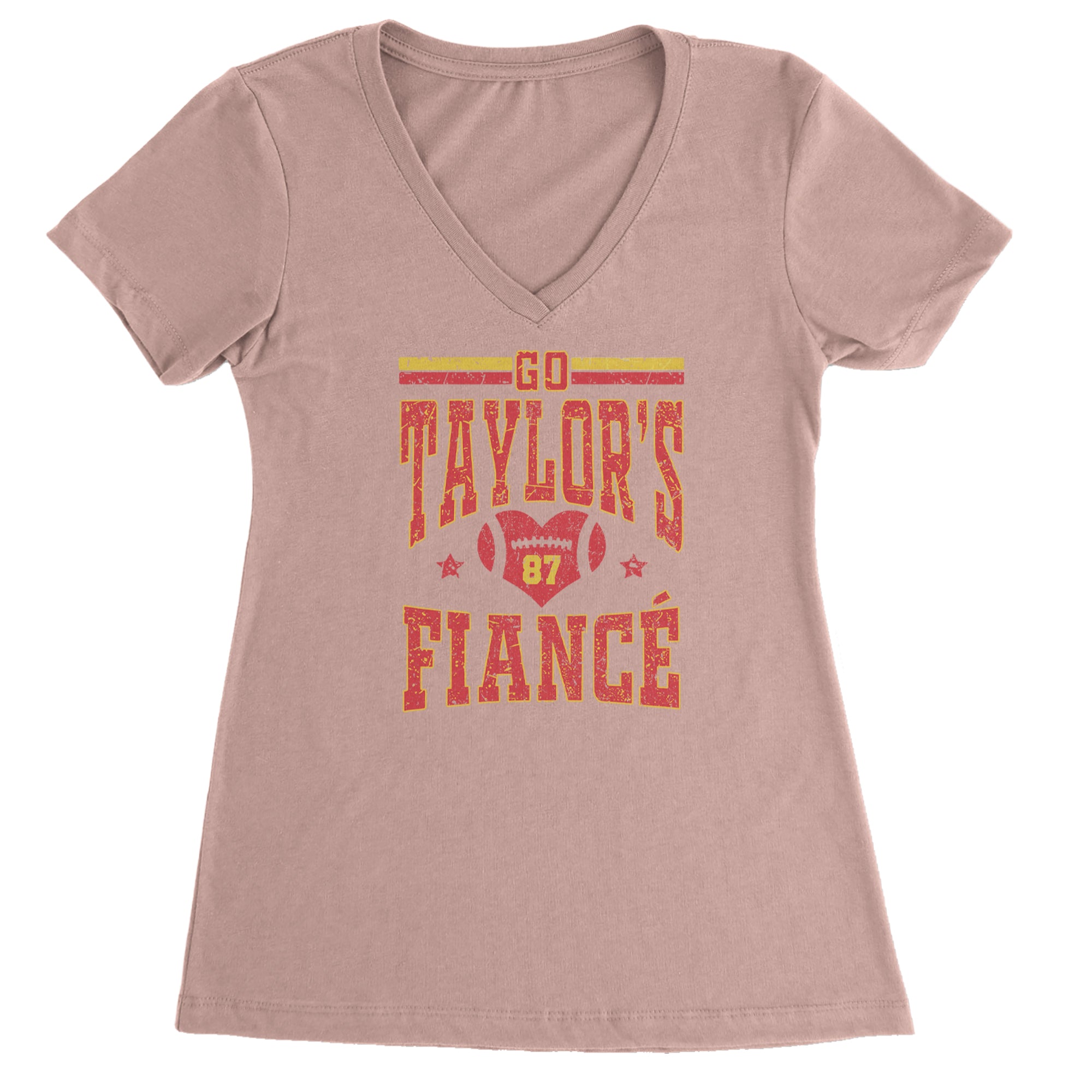 Go Taylor's Fiancé Engagement Game Day Ladies V-Neck T-shirt Light Pink