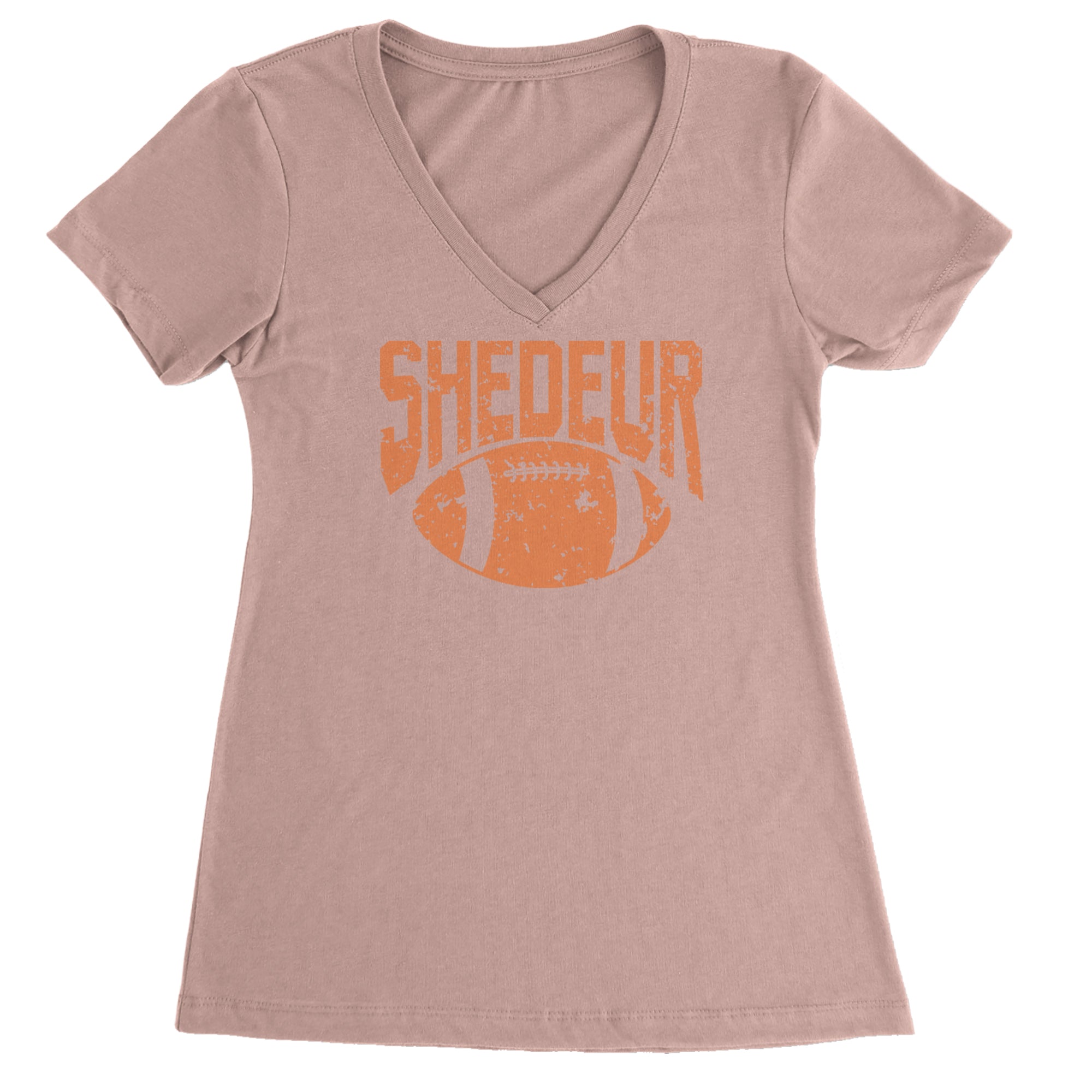 Shedeur Football Ladies V-Neck T-shirt Light Pink
