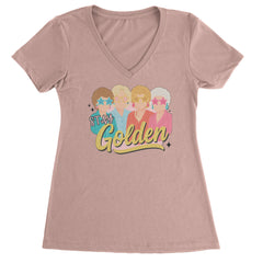 Stay Golden Girls Retro Ladies V-Neck T-shirt Light Pink