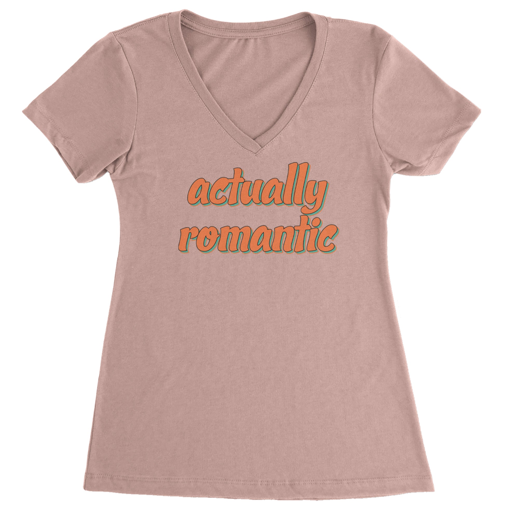 Actually Romantic Ladies V-Neck T-shirt Light Pink
