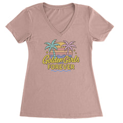 Golden Girls Forever Retro Sunset Ladies V-Neck T-shirt Light Pink