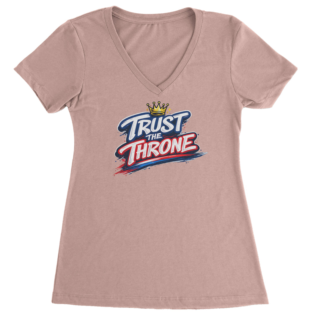 Trust The Throne Crown Philly Hoops Ladies V-Neck T-shirt Light Pink