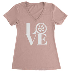 TLC LOVE Dog Rescue Ladies V-Neck T-shirt Light Pink