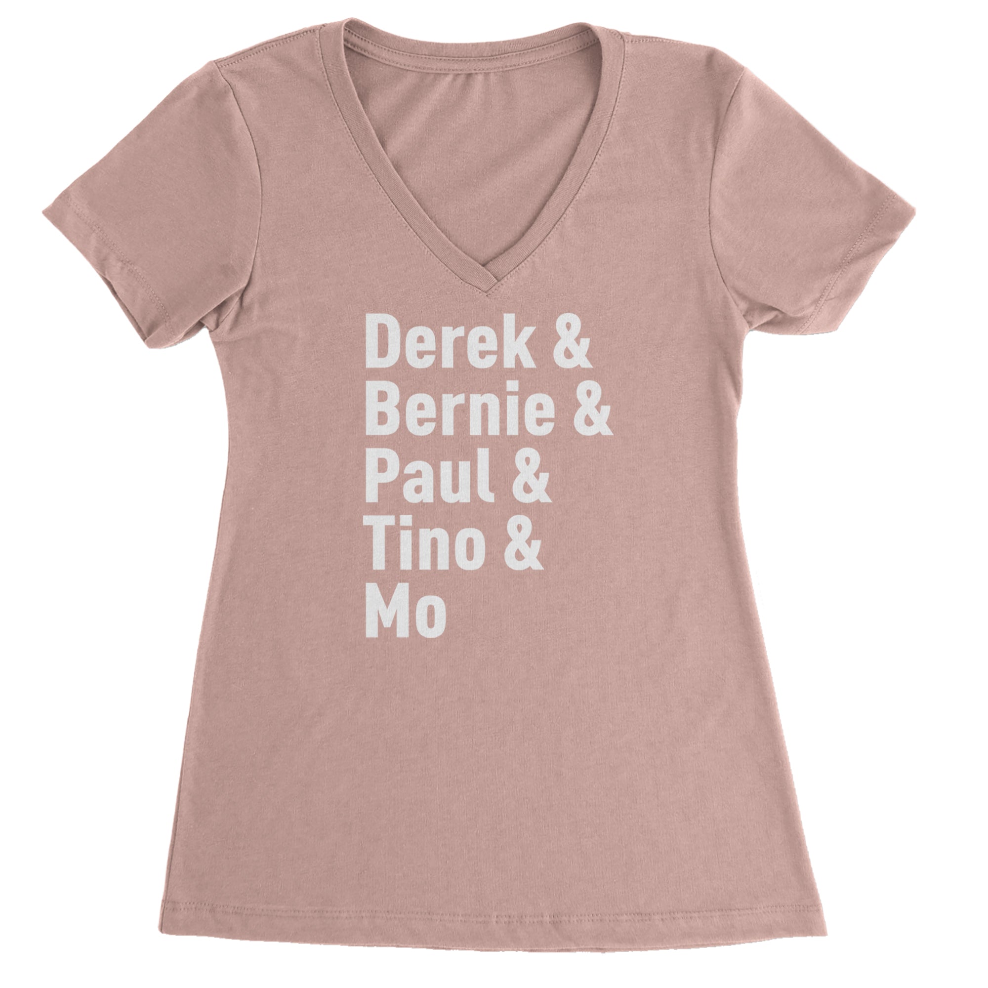 Derek & Bernie & Paul & Tino & Mo Ladies V-Neck T-shirt Light Pink
