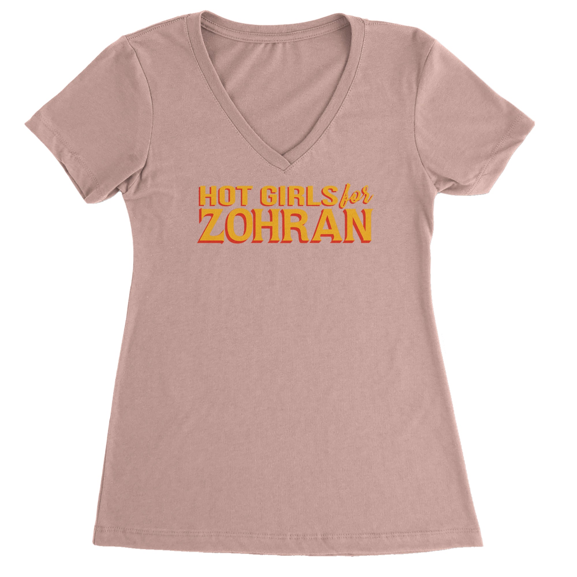 Hot Girls for Zohran Meme Ladies V-Neck T-shirt Light Pink