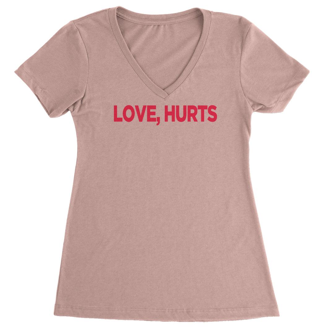 Love Hurts Ladies V-Neck T-shirt Light Pink