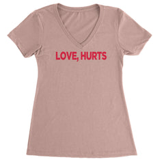 Love Hurts Ladies V-Neck T-shirt Light Pink