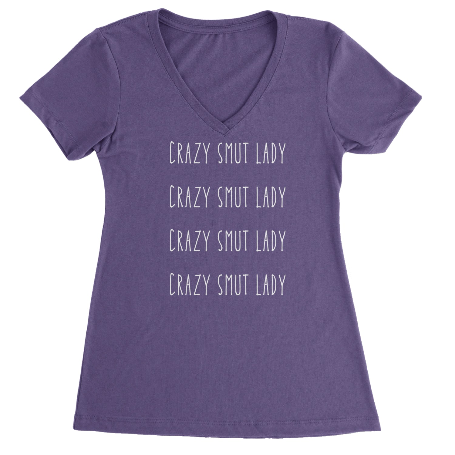 Crazy Smut Lady Romantasy Ladies V-Neck T-shirt Purple