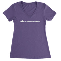 Miss Possessive Music Ladies V-Neck T-shirt Purple