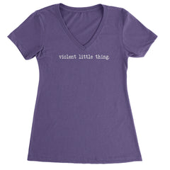 Typeface Violent Little Thing Ladies V-Neck T-shirt Purple