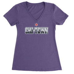 Chicago Chi-Town City Pride Ladies V-Neck T-shirt Purple
