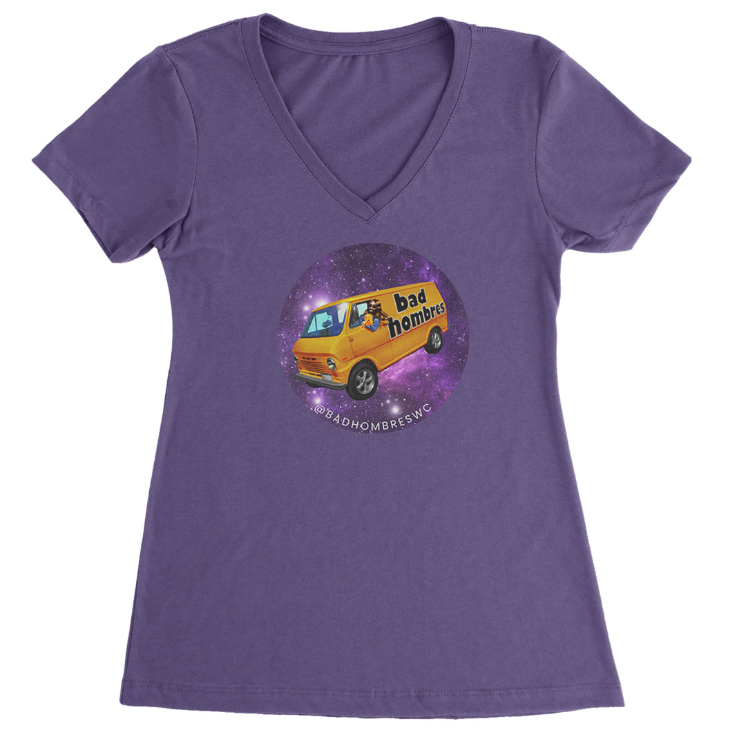 Bad Hombres Space West Chester Band Ladies V-Neck T-shirt Purple