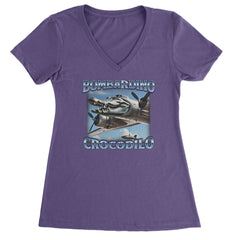 Bombardino Crocodilo Brainrot Ladies V-Neck T-shirt Purple
