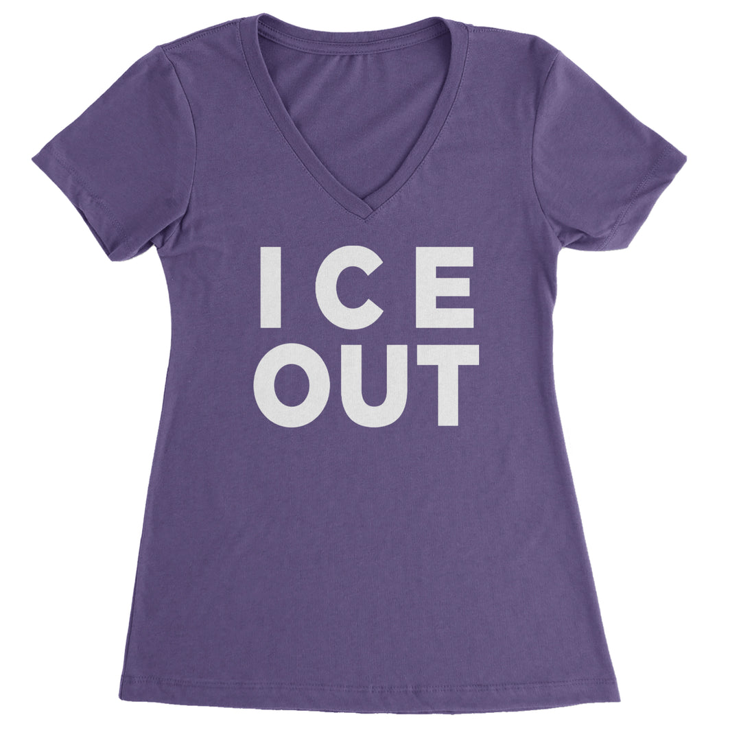Ice Out Protest Ladies V-Neck T-shirt Purple