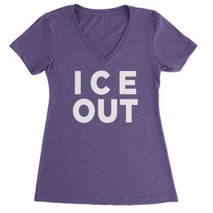 Ice Out Protest Ladies V-Neck T-shirt Purple