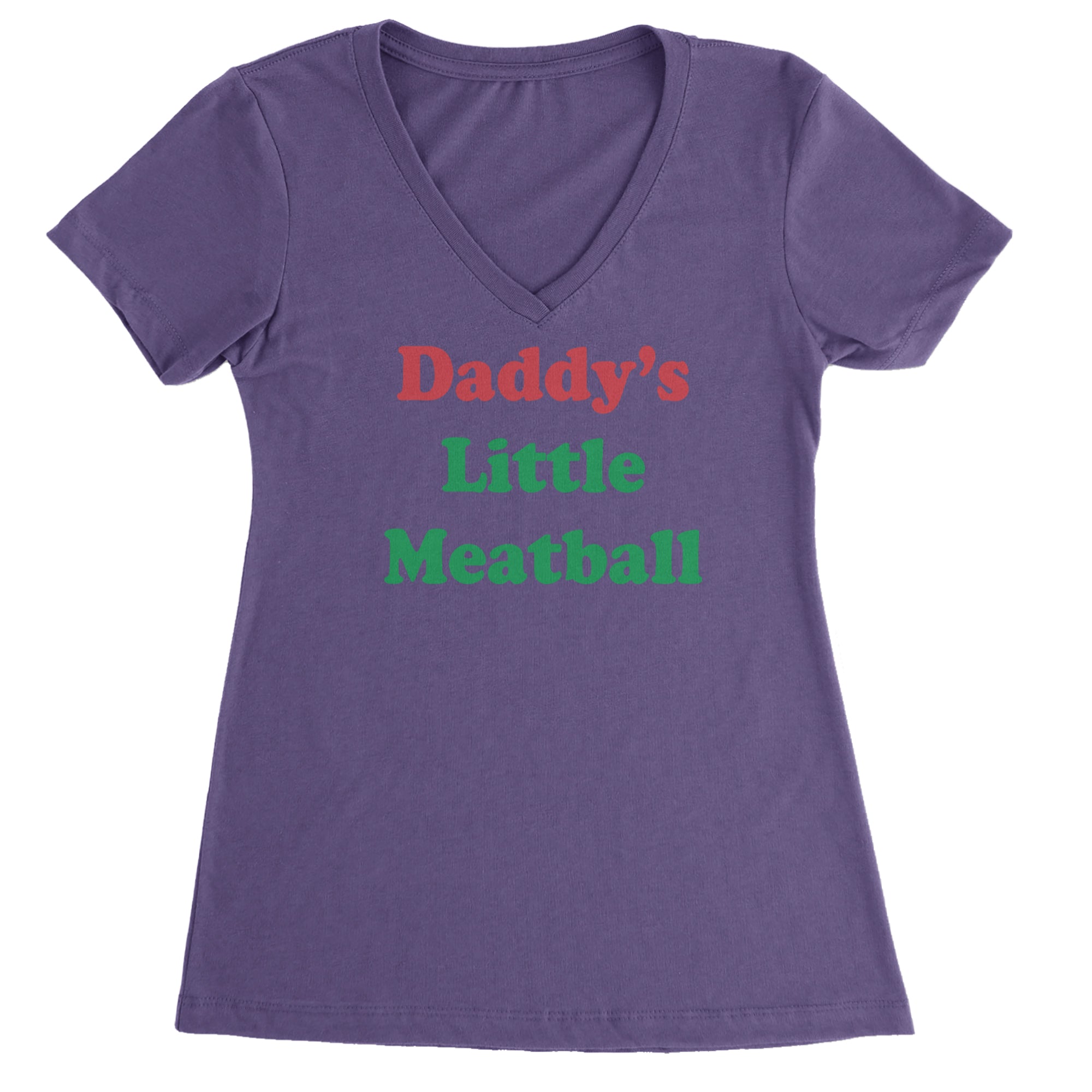 Daddy's Little Meatball Love Island Ladies V-Neck T-shirt Purple