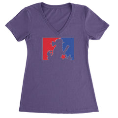 Philly Baseball Phan graphic on Women's Lightweight V-Neck T-Shirt in Purple